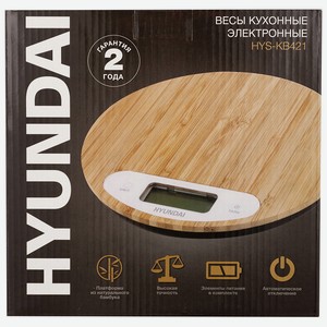 Весы кухонные электронные Hyundai HYS-KB421 макс.вес:5кг бамбук