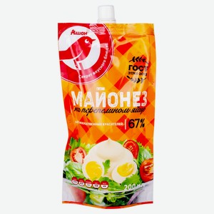 Майонез АШАН Красная птица на перепилином яйце 67%, 200 мл
