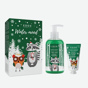 EDEN Подарочный набор новогодний Крем для рук + Жидкое мыло для рук Winter mood GREEN, 2 шт.