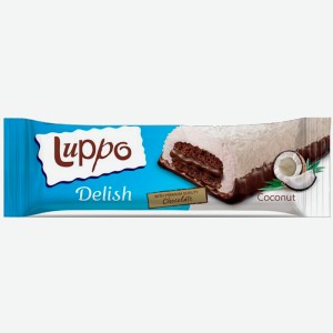 Десерты Кекс"LUPPO Delish" с какао,кокосом и шоколадным соусом,покрытый маршм. и какао 36гр 12шт/бл 12бл/к