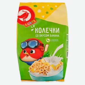 Готовый завтрак АШАН Красная птица Колечки со вкусом банана Беларусь, 250 г