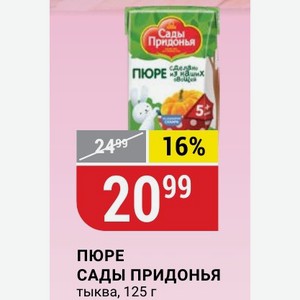 ПЮРЕ САДЫ ПРИДОНЬЯ тыква, 125 г