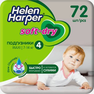 HELEN HARPER Детские подгузники Soft & Dry размер 4 (Maxi) 7-14 кг., 72 шт.; 7-14 кг.
