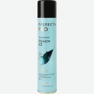 Лак для волос ПРЕЛЕСТЬ Professional Объем сильная фиксация 3 д/норм/тонких волос, Россия, 300 мл