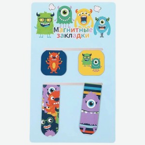 Закладки магнитные Монстры в ассортименте 4шт., 4 шт