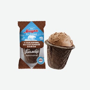 Мороженое Шин-Лайн Мишка на полюсе пломбир шоколадный в сахарном стаканчике 80 г