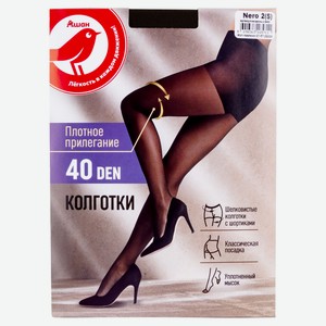 Колготки женские АШАН Красная птица 40 ден черные, р 2