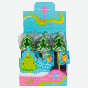 Карамель леденцовая фигурная Sweet Елочка на основе подсластителя изомальт на палочке Зеленое яблоко 25 г, 1 шт в ассортименте