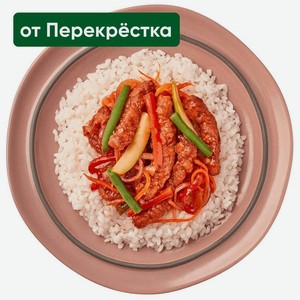 Свинина в соусе барбекю с рисом Перекрёсток Select 240г, 240 г