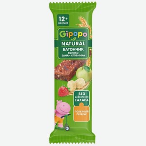 Батончик злаковый детский Gipopo Яблоко, банан, клубника с 12 мес. 20г, 20 г