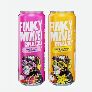 Газированный напиток ФАНКИ МАНКИ Крейзи, розовый/желтый 0,45л