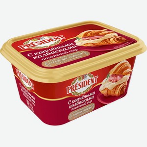 БЗМЖ Сыр Плавленый President С КОПЧЕНЫМИ КОЛБАСКАМИ 400г
