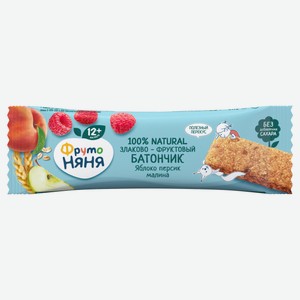 Батончик злаково-фруктовый «ФрутоНяня» Яблоко-Персик-Малина, 25 г