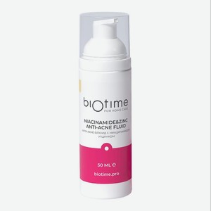 BIOTIME FOR HOME CARE Флюид для лица матирующий против акне и жирного блеска с ниацинамидом и цинком, 50 мл.