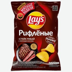Картофельные чипсы Lay s Стейк Рибай Рифленые 140 г