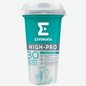 Напиток кисломолочный Exponenta High-pro натуральный без добавления сахара 0% БЗМЖ Беларусь охлажденный, 250 мл