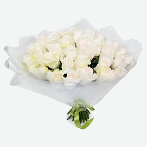 Букет живых срезанных цветов Эксклюзив из 35 роз в упаковке в ассортименте h 60 см, 1 шт