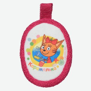 UVITON Мочалка Три кота Карамелька детская, Красный