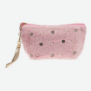 Косметичка Lukky Diamond розовая со стразами и жемчужинами, 10х15 см