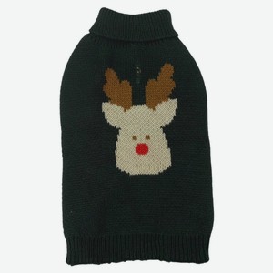 Свитер новогодний для собак Олень темно-зеленый