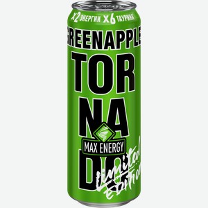 Напиток энергетический TORNADO Max Green Apple, 0.45л