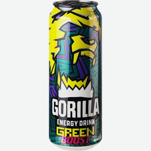 Напиток энергетический GORILLA Green Boost тонизирующий газированный, 0.45л
