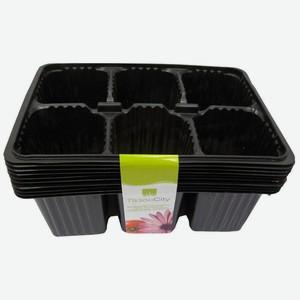 Мини-кассета Газонcity для рассады 6 ячеек чёрная, 180х135х60мм