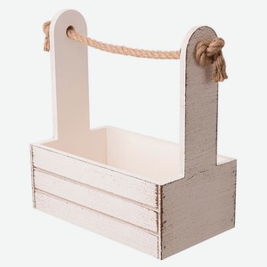 Корзина-ящик декоративный деревянный Прованс бежевая для цветов и подарков, 21х12х23 см