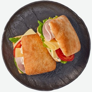 Мини-чиабатта с куриной ветчиной омлетом и сыром Перекресток Select 255г, 255 г