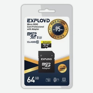 Карта памяти Exployd MicroSDXC 64Gb class 10