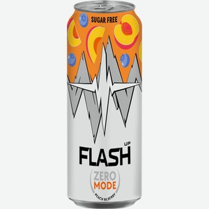 Напиток энергетический ФЛЭШ АП Zero Mode Персик, голубика тонизирующий газированный, 0.45л
