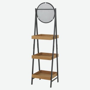 Стеллаж с 3 полками и зеркалом коричневый, 44х40,5х165 см