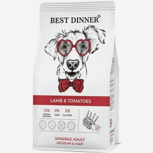 Корм сухой Best Dinner Adult Sensible Medium & Maxi Lamb & Tomatoes ягненок с томатами 3кг, 3 кг