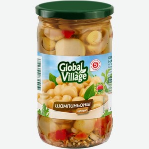 Грибы Global Village Шампиньоны маринованные 330г, 330 г