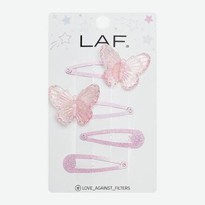 Набор заколок клик-клак перламутровые бабочки LAF 4шт в ассортименте