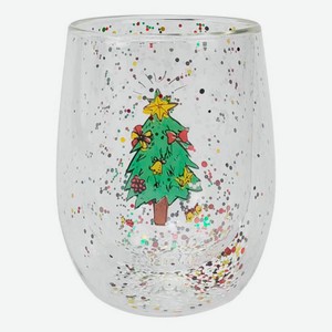 Кружка Actuel Вокруг света Елочка стеклянная с двойными стенками, 320 мл
