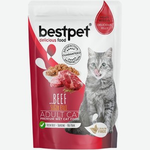 Корм влажный Bestpet Говядина в желе для взрослых кошек 85г, 85 г