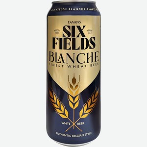 Напиток пивной SIX FIELDS Blanche Файнест Вит Бир пастеризованный нефильтрованный неосветленный 5,0%, 0.5л