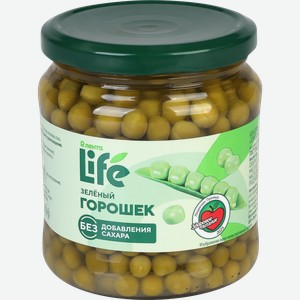 Горошек зеленый ЛЕНТА LIFE без добавления сахара, 475г