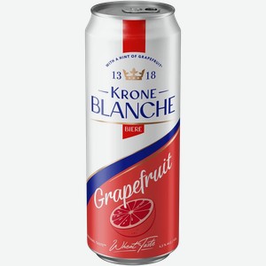 Напиток пивной KRONE BLANCHE EXC BIERE Grapefruit пастеризованный 4,5%, 0.45л
