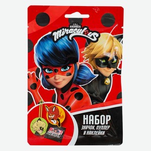 ЛЕДИ БАГ Набор значок, пуллер и наклейки в флоупаке 6/10