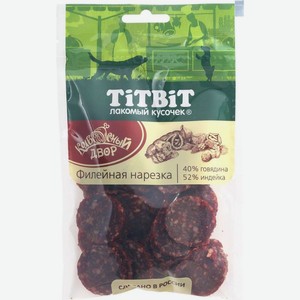 Колбаса Titbit колбасный двор филейная нарезка для собак 80г, 80 г