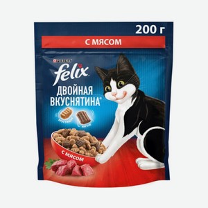 Корм Феликс Д/кошек Двойная Вкуснятина Сухой Говядина 200г