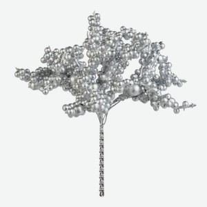 Набор-букет DecoLine из 4 веток с ягодами на вставках H13 см серебряный для цветов и подарков, 1 шт