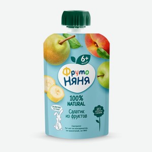 Пюре ФрутоНяня Яблоко банан груша персик салатик из фруктов с 6 месяцев 90 г