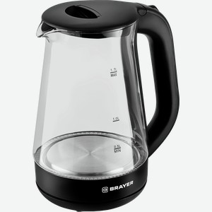 Чайник электрический BRAYER 2200 Вт, 1.7л, стеклянный корпус, автоотключение, Арт. BR6112BK