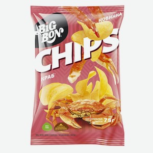 Чипсы BIGBON из натурального картофеля со вкусом краба, 75г