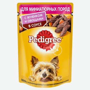 Влажный корм для собак Pedigree миниатюрных пород, с ягненком и овощами в соусе, 85 г