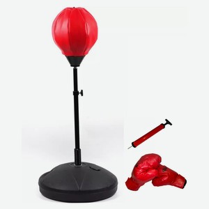 Груша боксерская Gold напольная надувная с перчатками на стойке 90-120 см