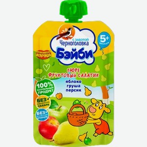 Пюре Черноголовка Бэйби Фруктовый салатик 85г пауч
